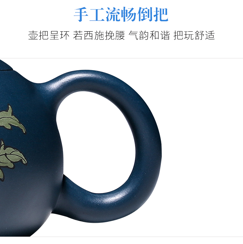 純手工紫砂壺，小巧琺瑯印花紫砂壺